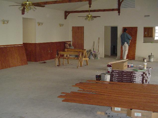 Wood Stain work in Main Hall
